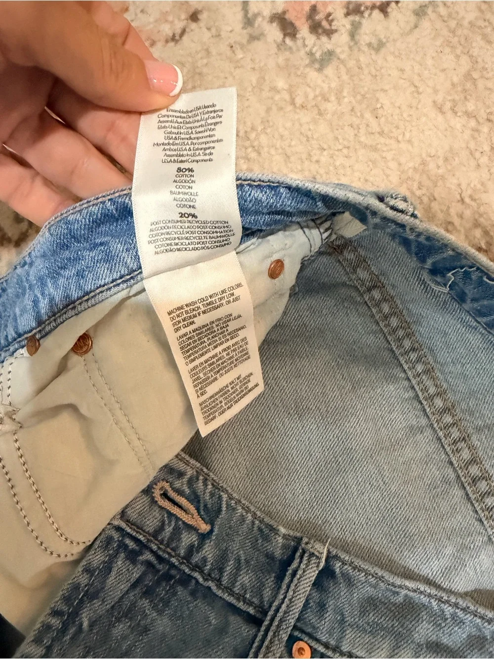 MOTHER Light Blue Distressed Wide-Leg Jeans Lil’ Dodger Sneak - Picture 5 of 7